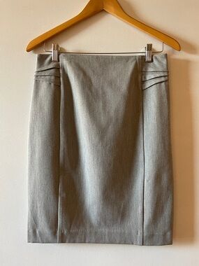Express Gray Pencil Skirt with Pleat Detail